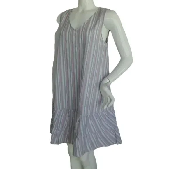 FRESH PRODUCE Dress, L, Melody, Tiered Skirt, V-neck, Crisp cotton, Stripes - Picture 4 of 14